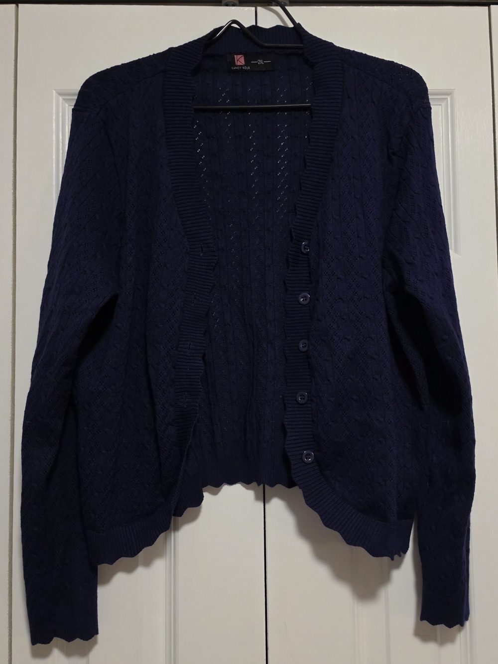 Navy Knit Button-Front Women's Cardigan